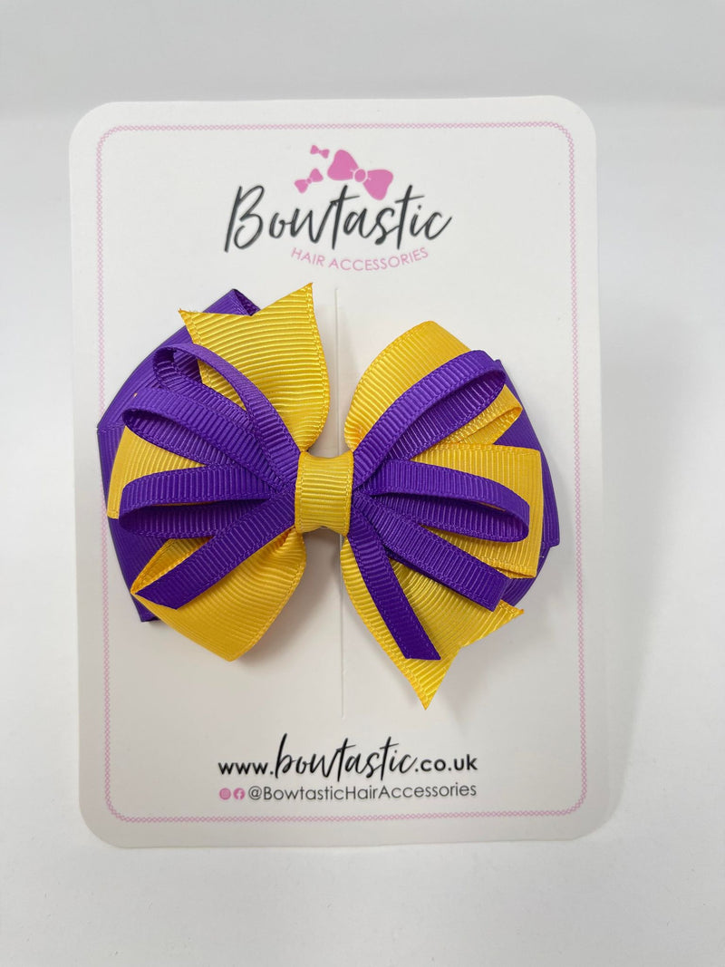 3.5 Inch Loop Bow - Purple & Yellow Gold