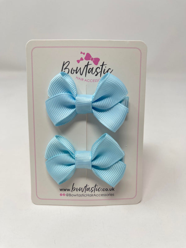 2 Inch Flat Bows Style 2 - Light Blue - 2 Pack