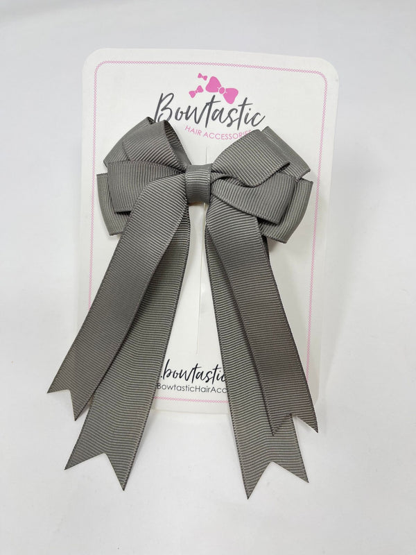 4 Inch Double Tail Bow - Metal Grey