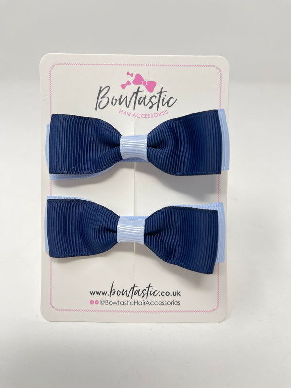 2.75 Inch Flat Bows - Navy & Bluebell - 2 Pack