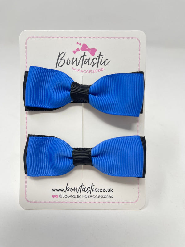 2.75 Inch Flat Bows - Royal Blue & Black - 2 Pack