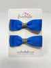 2.75 Inch Flat Bows - Royal Blue & Metal Grey - 2 Pack
