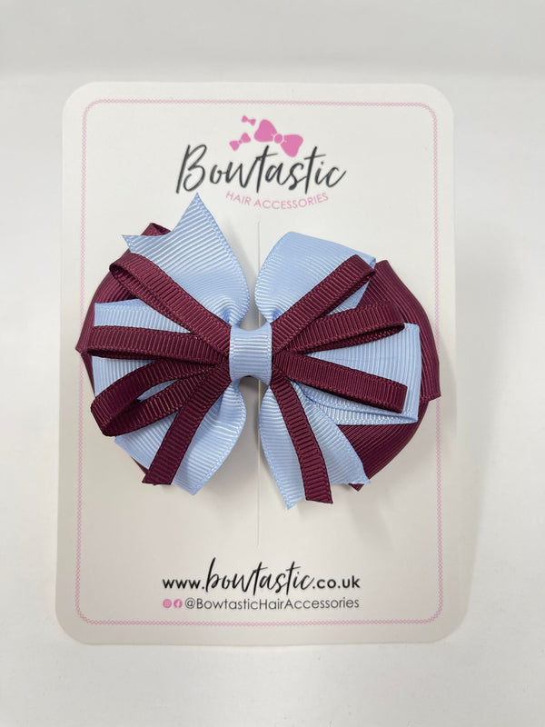 3.5 Inch Loop Bow - Burgundy & Bluebell