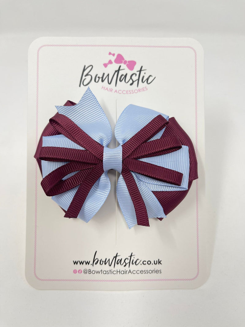 3.5 Inch Loop Bow - Burgundy & Bluebell