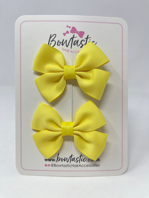 2.5 Inch Butterfly Bows - Lemon - 2 Pack
