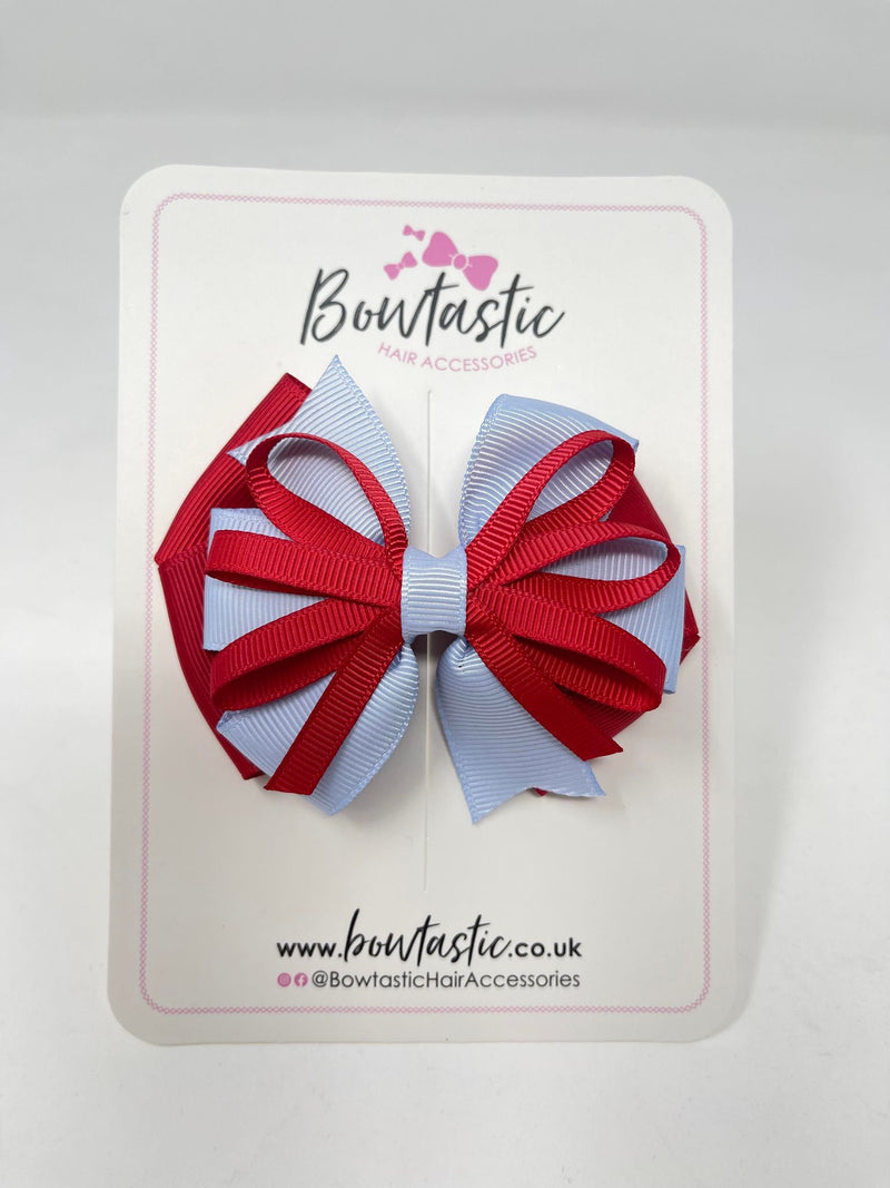 3.5 Inch Loop Bow - Red & Bluebell