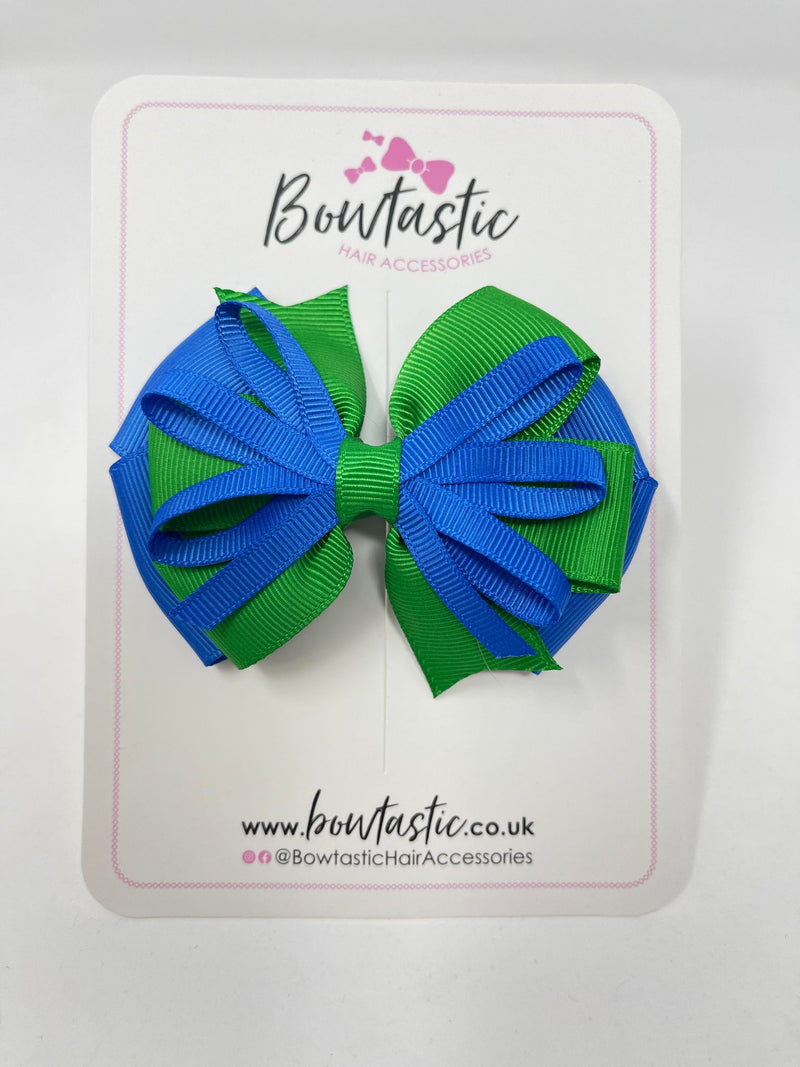 3.5 Inch Loop Bow - Royal Blue & Emerald Green