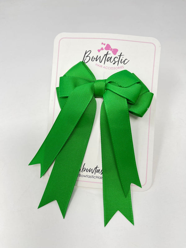 4 Inch Double Tail Bow - Emerald Green