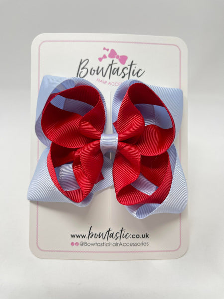 4.5 Inch Double Bow - Red & Bluebell