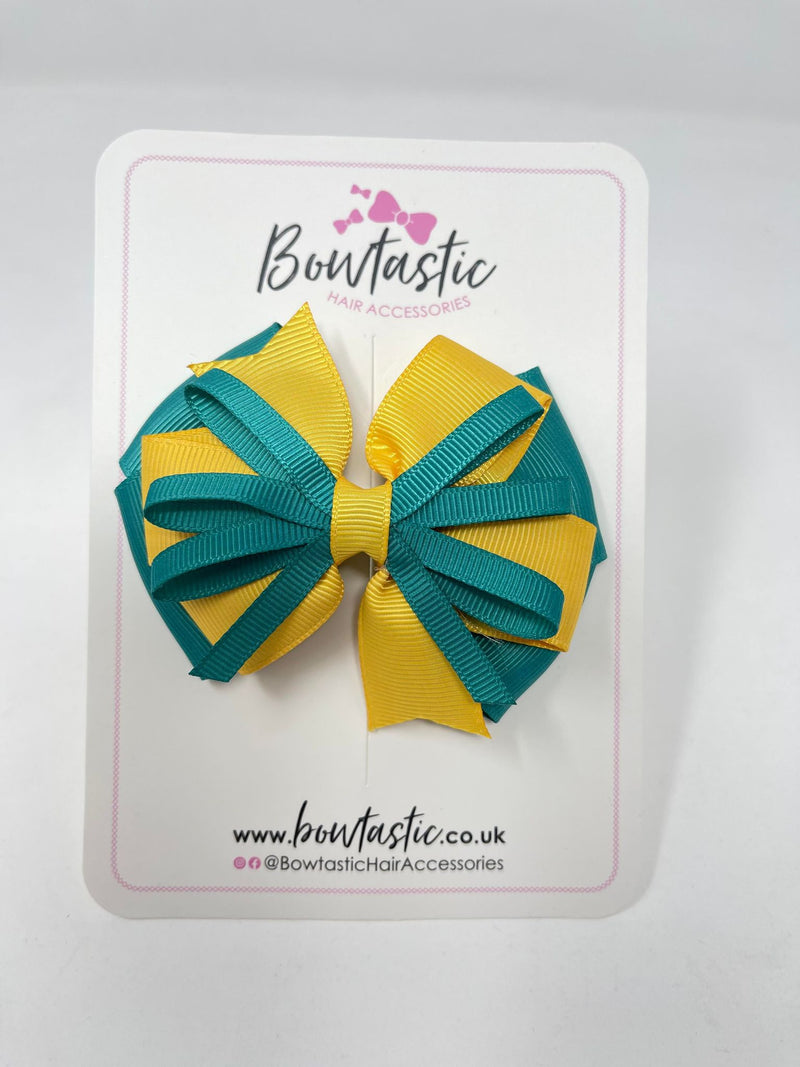 3.5 Inch Loop Bow - Jade Green & Yellow Gold