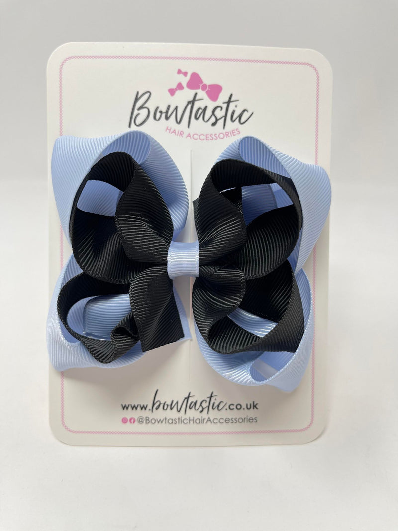 4.5 Inch Double Bow - Black & Bluebell