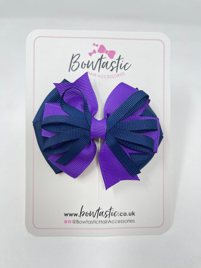 3.5 Inch Loop Bow - Purple & Navy