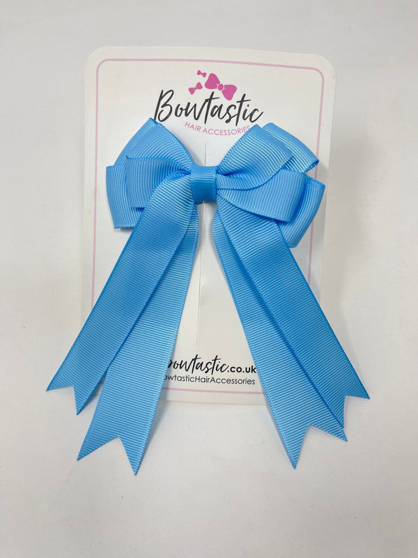 4 Inch Double Tail Bow - Blue Mist