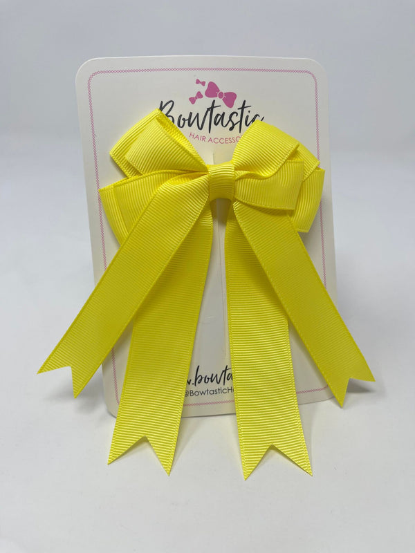 4 Inch Double Tail Bow - Lemon