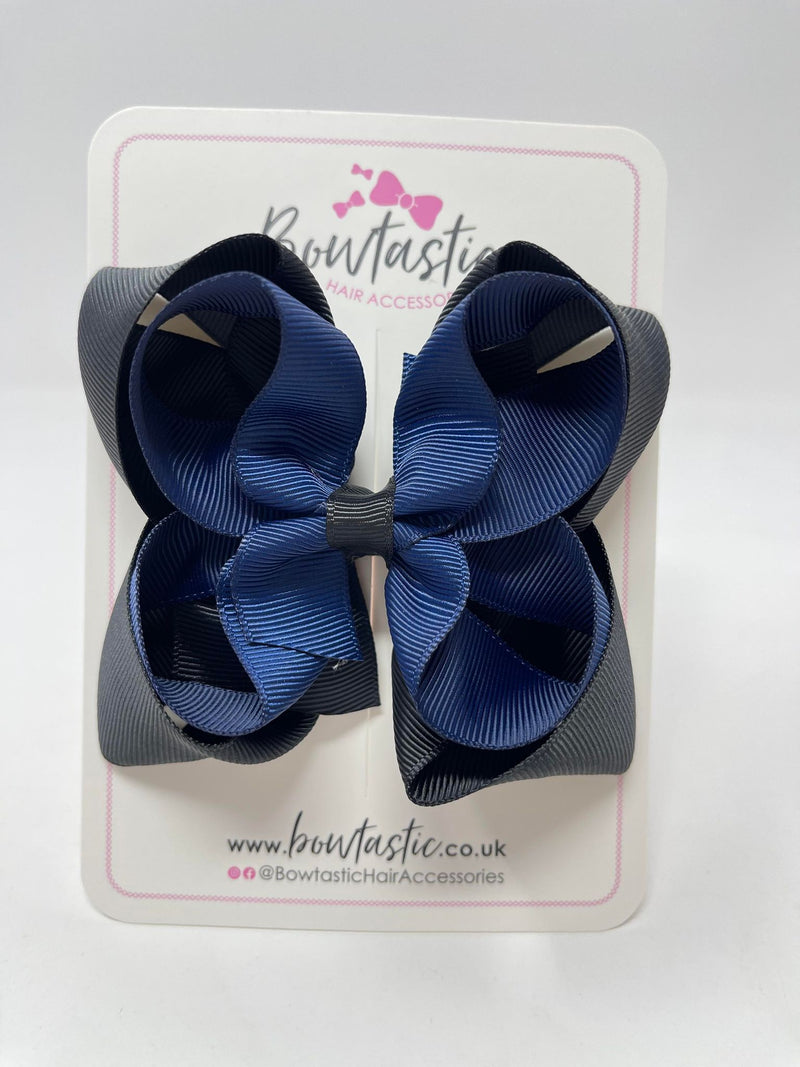 4.5 Inch Double Bow - Navy & Black