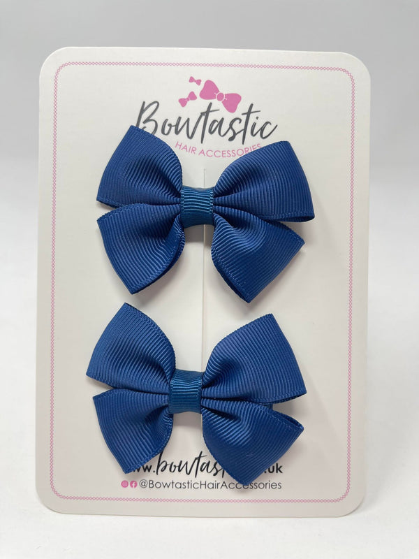 2.5 Inch Butterfly Bows - Light Navy - 2 Pack