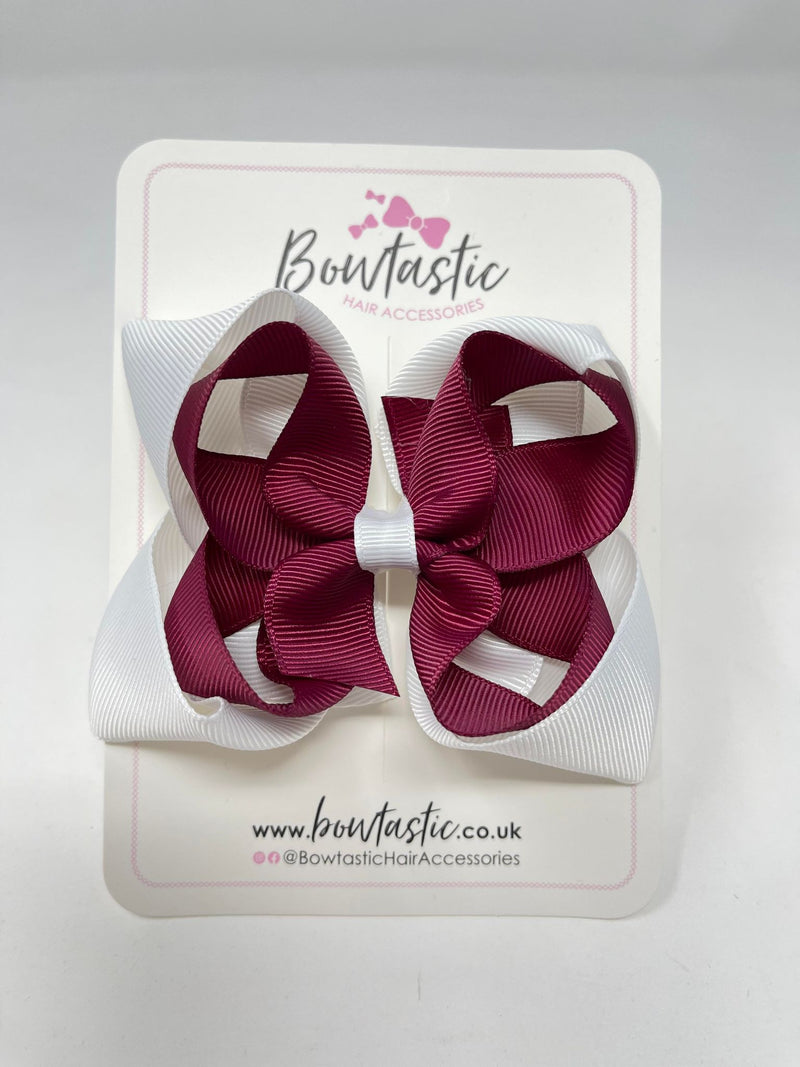 4.5 Inch Double Bow - Wine & White