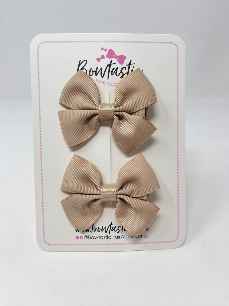 2.5 Inch Butterfly Bows - Tan - 2 Pack