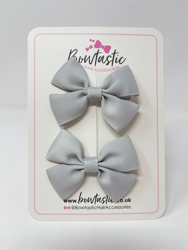 2.5 Inch Butterfly Bows - Shell Grey - 2 Pack
