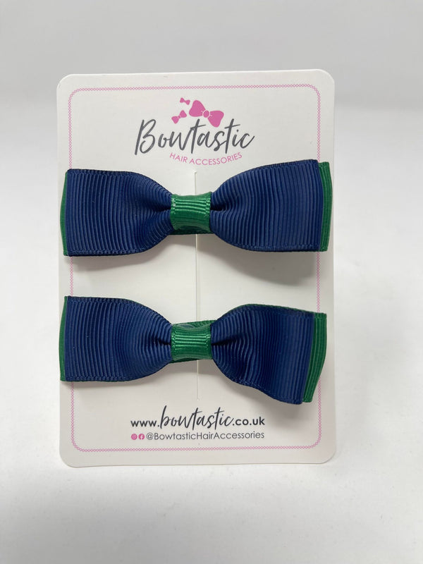 2.75 Inch Flat Bows - Navy & Forest Green - 2 Pack