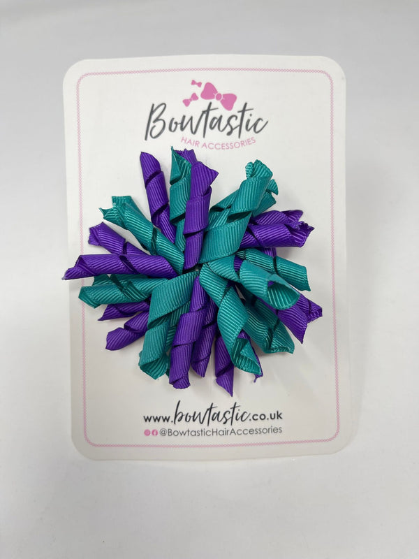 3.5 Inch Corker Bow - Purple & Jade Green