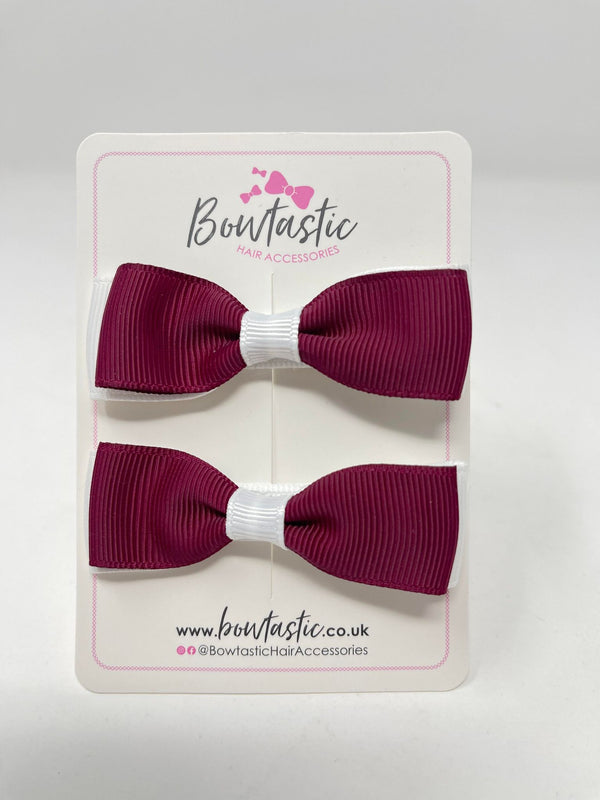 2.75 Inch Flat Bows - Wine & White - 2 Pack