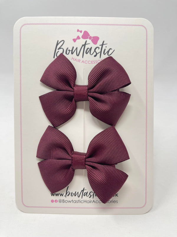 2.5 Inch Butterfly Bows - Burgundy - 2 Pack