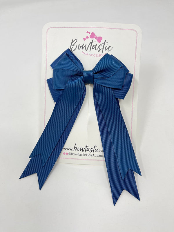 4 Inch Double Tail Bow - Ink Blue
