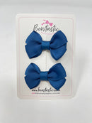 2 Inch Flat Bows Style 2 - Light Navy - 2 Pack