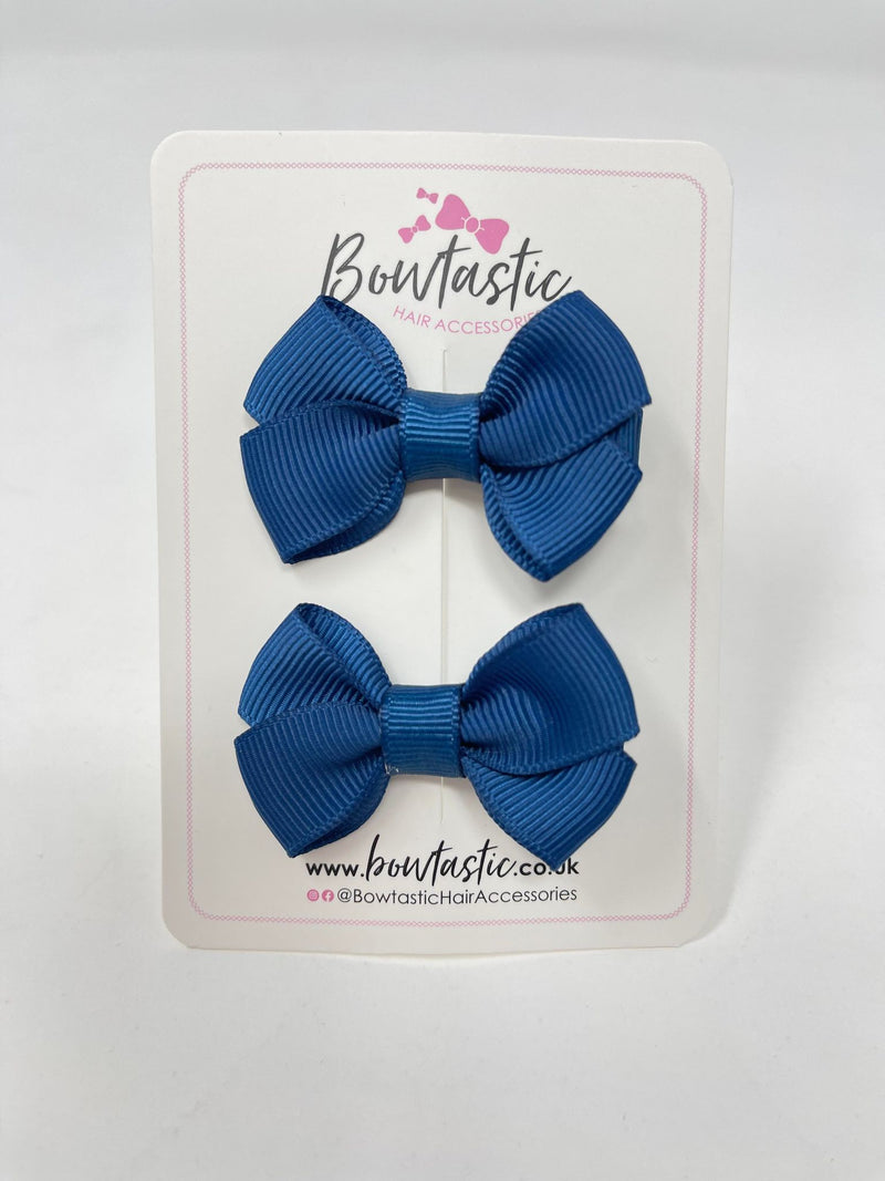 2 Inch Flat Bows Style 2 - Light Navy - 2 Pack