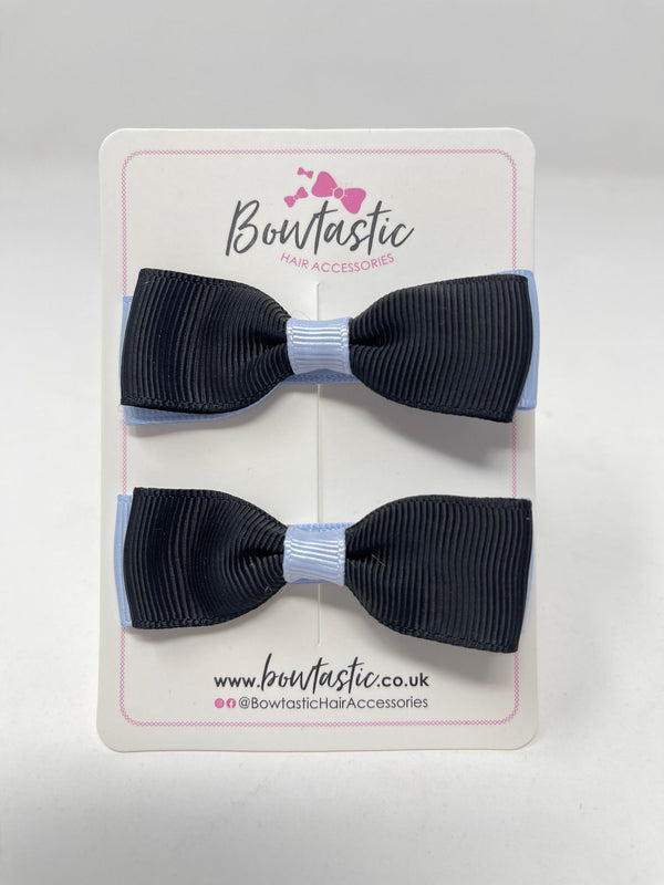 2.75 Inch Flat Bows - Black & Bluebell - 2 Pack