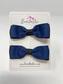 2.75 Inch Flat Bows - Navy & Black - 2 Pack