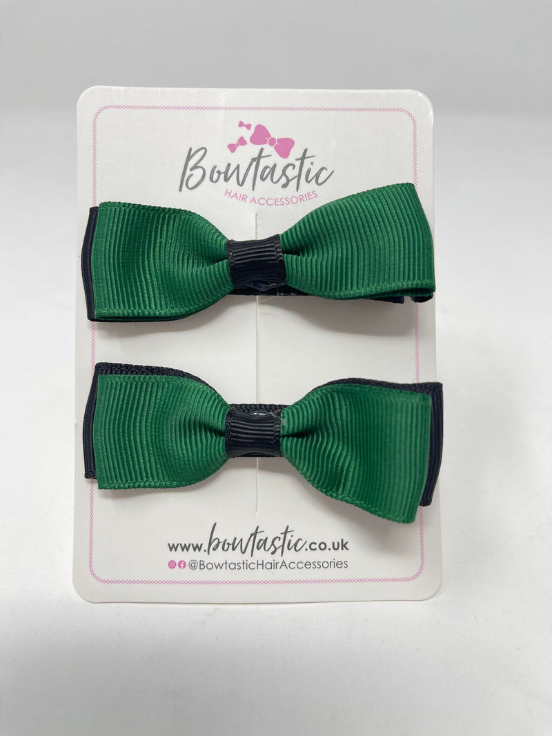 2.75 Inch Flat Bows - Forest Green & Black - 2 Pack