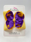 4.5 Inch Double Bow - Purple & Yellow Gold