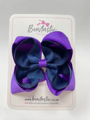 4.5 Inch Double Bow - Purple & Navy