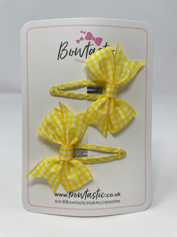 2 Inch Snap Clips - Yellow Gingham - 2 Pack