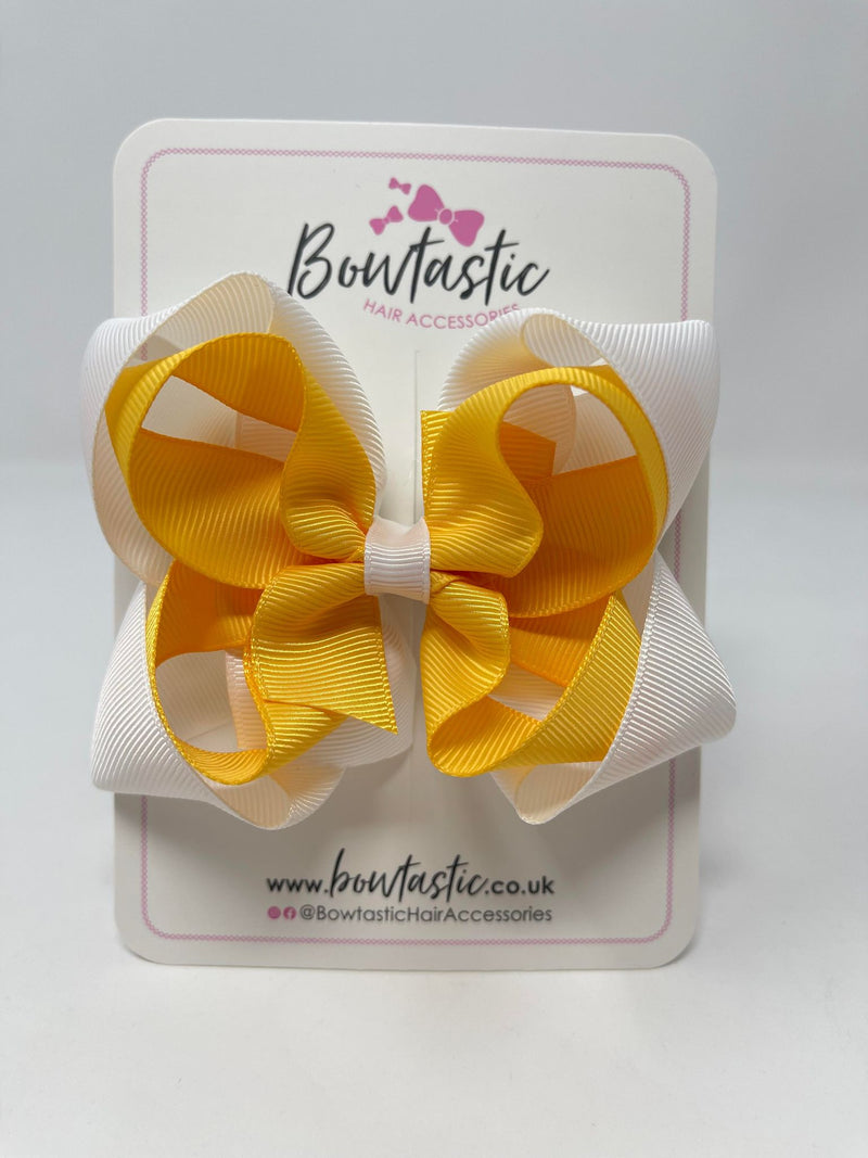 4.5 Inch Double Bow - Yellow Gold & White