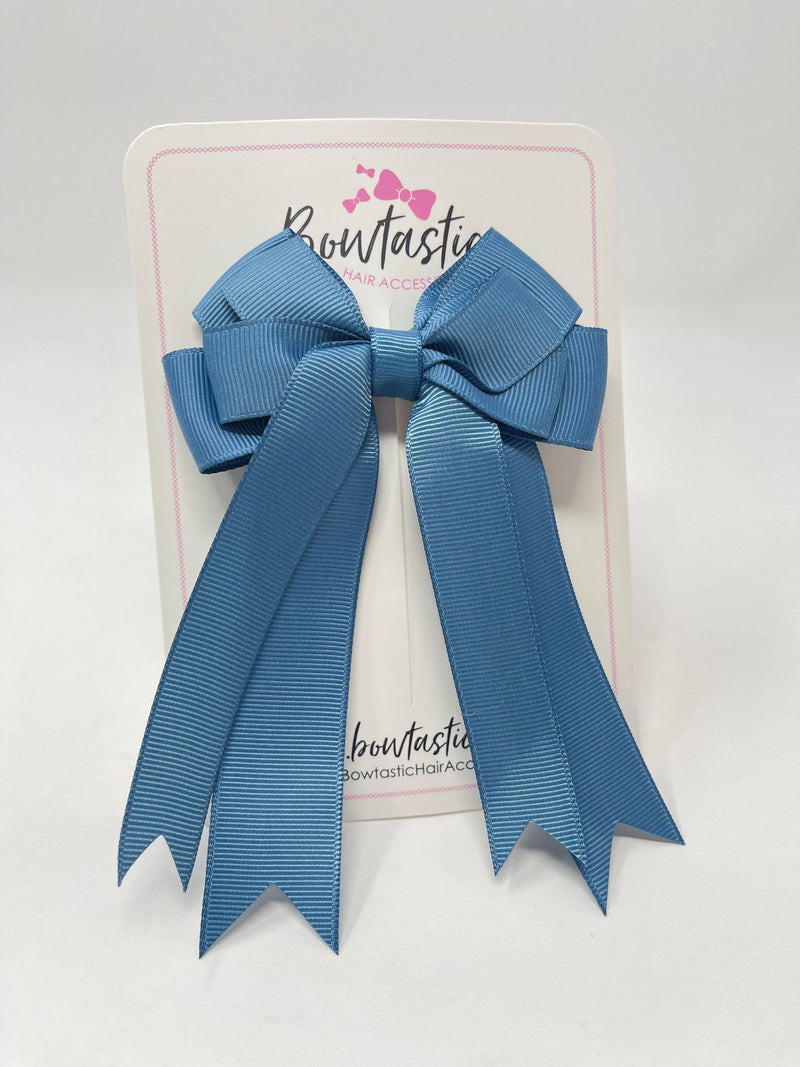 4 Inch Double Tail Bow - Antique Blue