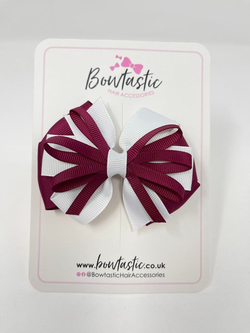 3.5 Inch Loop Bow - Wine & White