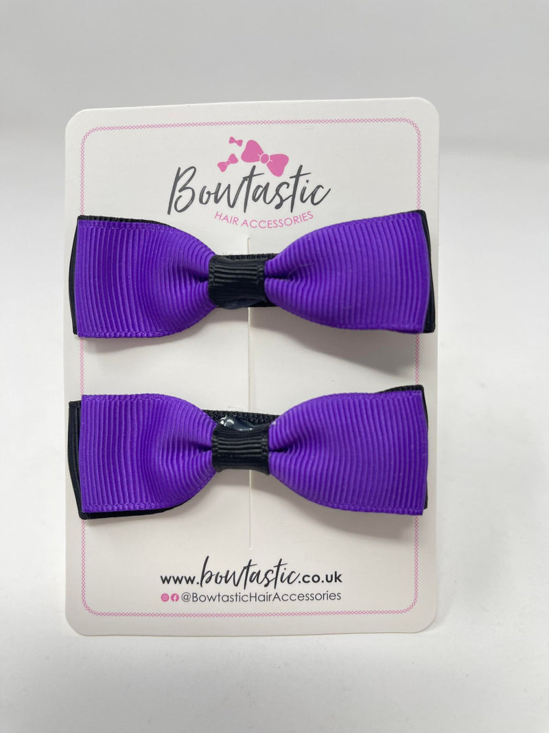 2.75 Inch Flat Bows - Black & Purple - 2 Pack