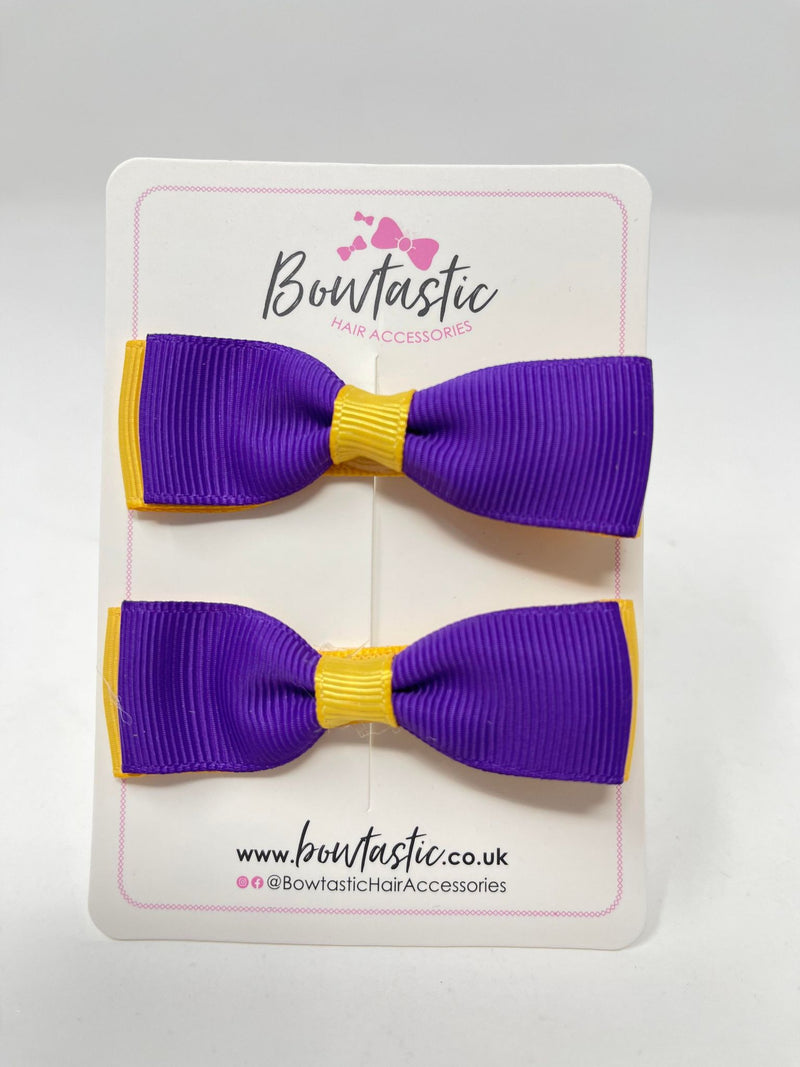 2.75 Inch Flat Bows - Purple & Yellow Gold - 2 Pack