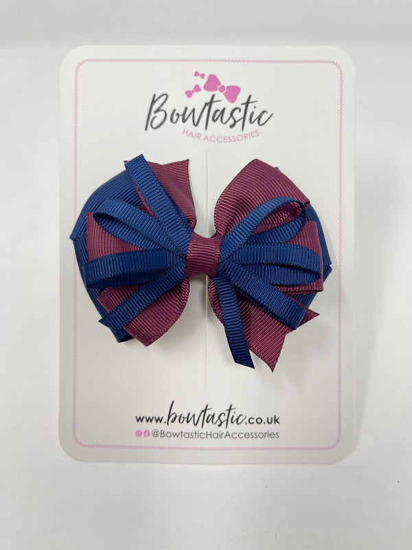 3.5 Inch Loop Bow - Burgundy & Navy