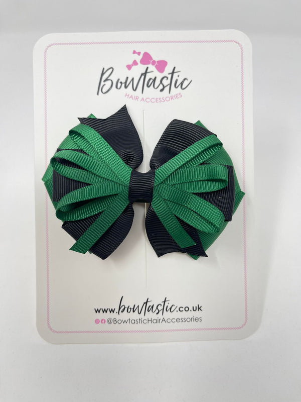 3.5 Inch Loop Bow - Forest Green & Black