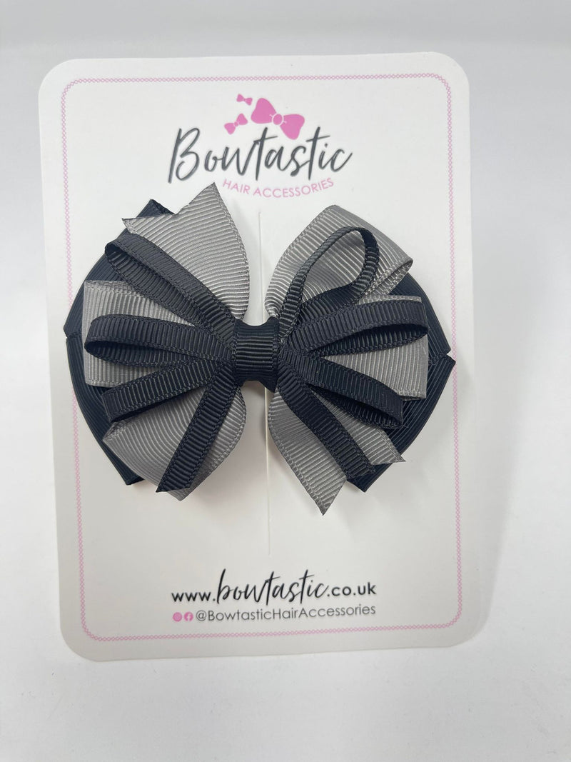 3.5 Inch Loop Bow - Black & Metal Grey