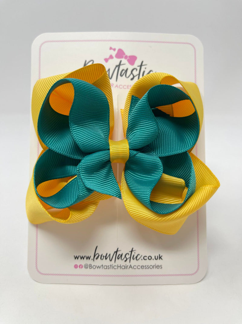 4.5 Inch Double Bow - Jade Green & Yellow Gold