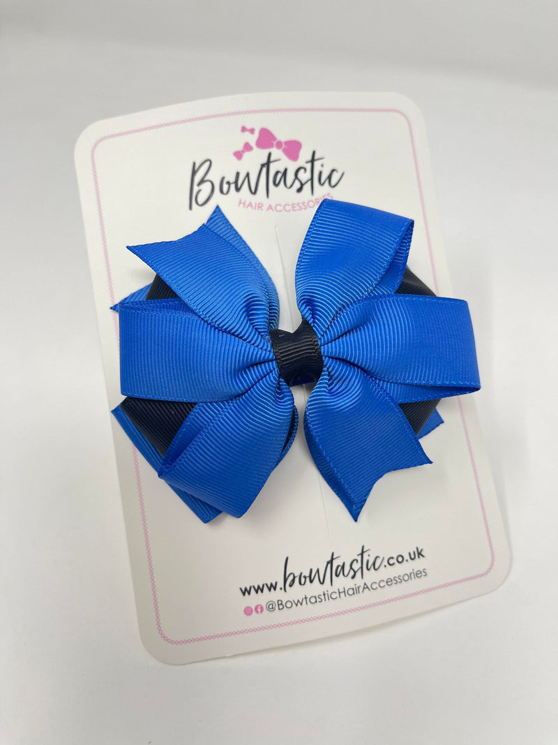 4 Inch 3 Layer Bow - Royal Blue & Black