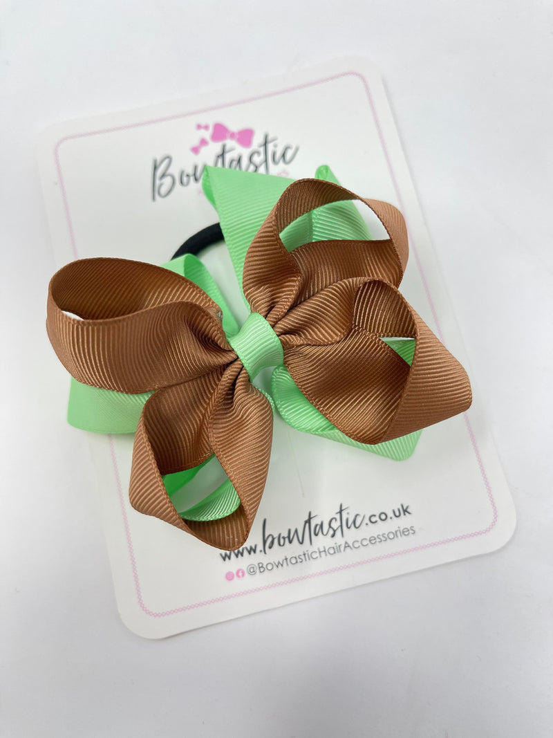 4 Inch Looped Bobble - Brown & Mint Green