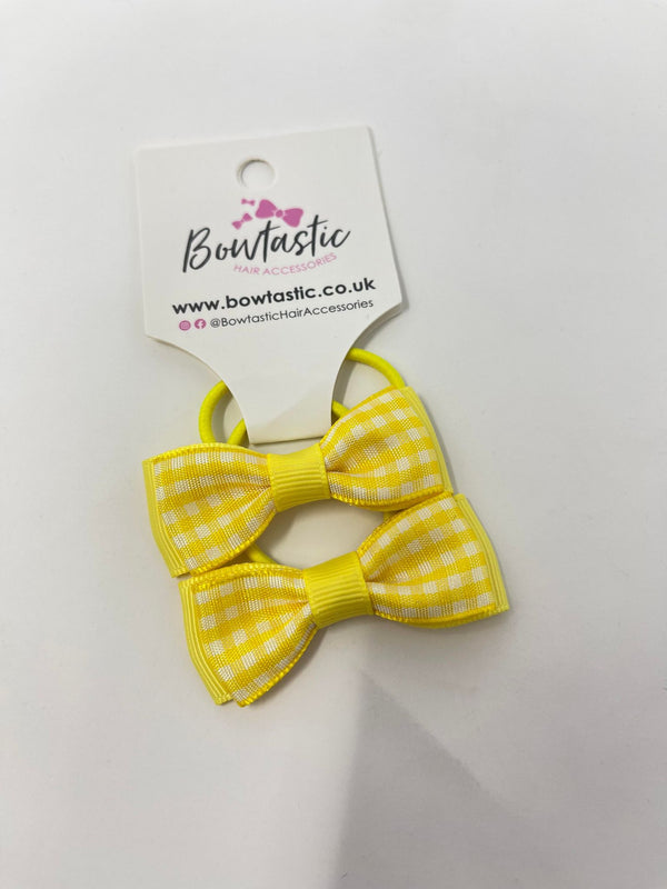 1.75 Inch Bow Thin Elastic - Yellow Gingham - 2 Pack