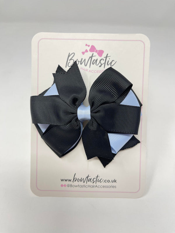 4 Inch 3 Layer Bow - Black & Bluebell