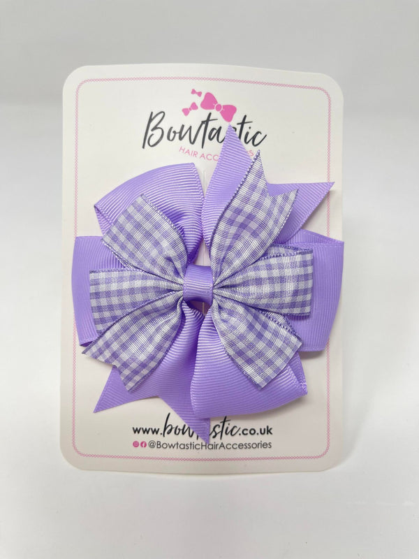 4 Inch Double Pinwheel Bow - Lilac Gingham